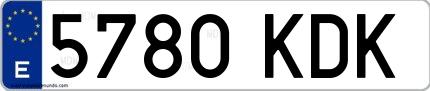 Ejemplo de matrícula de coche ordinaria 5780 KDK