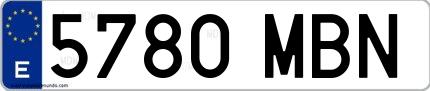 Ejemplo de matrícula española 5780 MBN