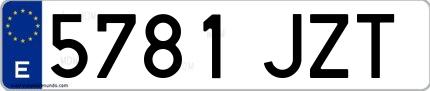 Ejemplo de matrícula española 5781 JZT
