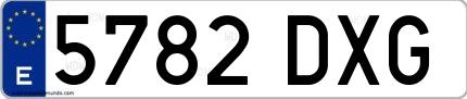 Ejemplo de matrícula española 5782 DXG