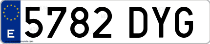 Ejemplo de matrícula de coche ordinaria 5782 DYG