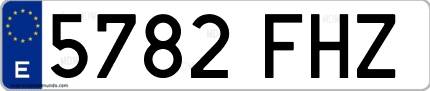 Ejemplo de matrícula de coche ordinaria 5782 FHZ