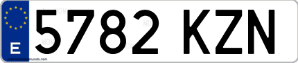 Ejemplo de matrícula de coche ordinaria 5782 KZN