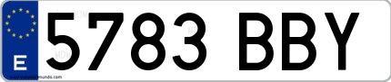 Ejemplo de matrícula española 5783 BBY