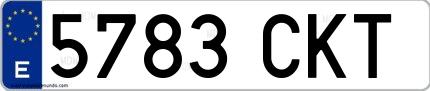 Ejemplo de matrícula española 5783 CKT