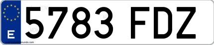 Ejemplo de matrícula española 5783 FDZ