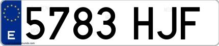 Ejemplo de matrícula española 5783 HJF