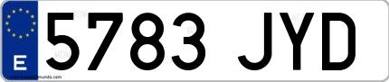 Ejemplo de matrícula española 5783 JYD