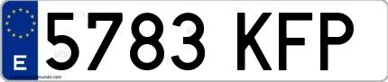 Ejemplo de matrícula española 5783 KFP