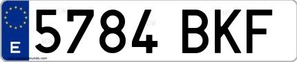 Ejemplo de matrícula española 5784 BKF