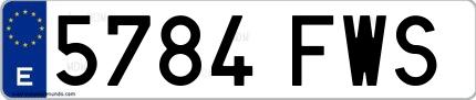 Ejemplo de matrícula española 5784 FWS
