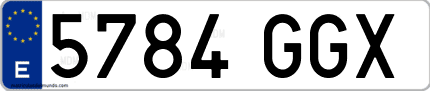 Ejemplo de matrícula de coche ordinaria 5784 GGX