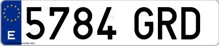 Ejemplo de matrícula española 5784 GRD