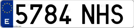 Ejemplo de matrícula de coche ordinaria 5784 NHS