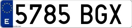 Ejemplo de matrícula española 5785 BGX