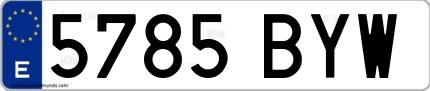 Ejemplo de matrícula española 5785 BYW