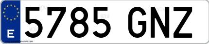 Ejemplo de matrícula española 5785 GNZ