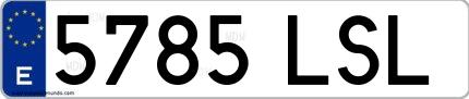 Ejemplo de matrícula española 5785 LSL