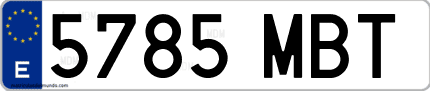 Ejemplo de matrícula de coche ordinaria 5785 MBT