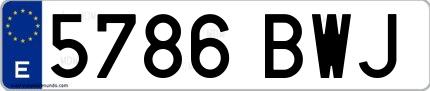 Ejemplo de matrícula española 5786 BWJ