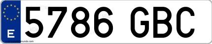 Ejemplo de matrícula española 5786 GBC