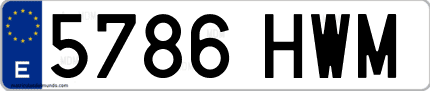 Ejemplo de matrícula de coche ordinaria 5786 HWM