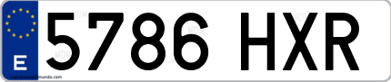 Ejemplo de matrícula de coche ordinaria 5786 HXR