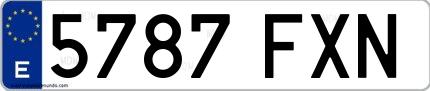 Ejemplo de matrícula española 5787 FXN