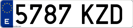 Ejemplo de matrícula de coche ordinaria 5787 KZD