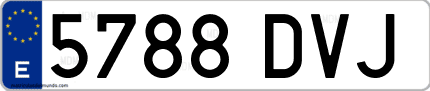 Ejemplo de matrícula de coche ordinaria 5788 DVJ