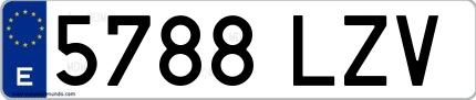 Ejemplo de matrícula española 5788 LZV