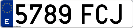Ejemplo de matrícula de coche ordinaria 5789 FCJ