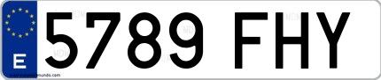 Ejemplo de matrícula española 5789 FHY