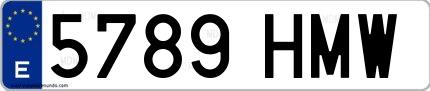 Ejemplo de matrícula española 5789 HMW