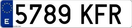 Ejemplo de matrícula española 5789 KFR