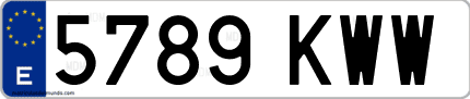 Ejemplo de matrícula de coche ordinaria 5789 KWW