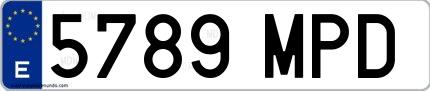Ejemplo de matrícula española 5789 MPD