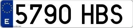 Ejemplo de matrícula española 5790 HBS