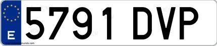 Ejemplo de matrícula de coche ordinaria 5791 DVP