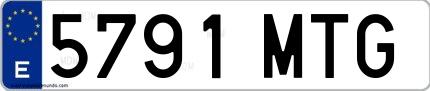 Ejemplo de matrícula española 5791 MTG