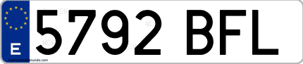 Ejemplo de matrícula de coche ordinaria 5792 BFL