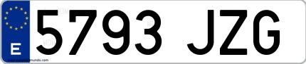 Ejemplo de matrícula española 5793 JZG