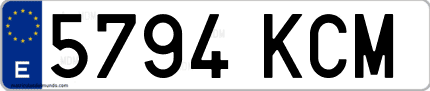 Ejemplo de matrícula de coche ordinaria 5794 KCM