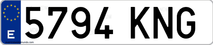 Ejemplo de matrícula de coche ordinaria 5794 KNG