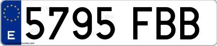 Ejemplo de matrícula española 5795 FBB