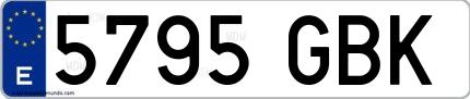 Ejemplo de matrícula española 5795 GBK