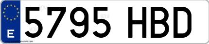 Ejemplo de matrícula española 5795 HBD