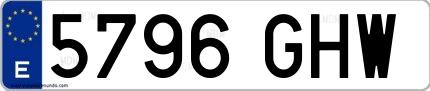 Ejemplo de matrícula española 5796 GHW