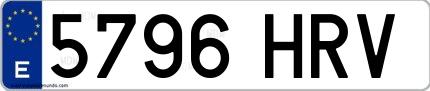 Ejemplo de matrícula de coche ordinaria 5796 HRV