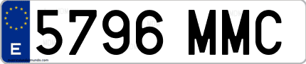 Ejemplo de matrícula de coche ordinaria 5796 MMC